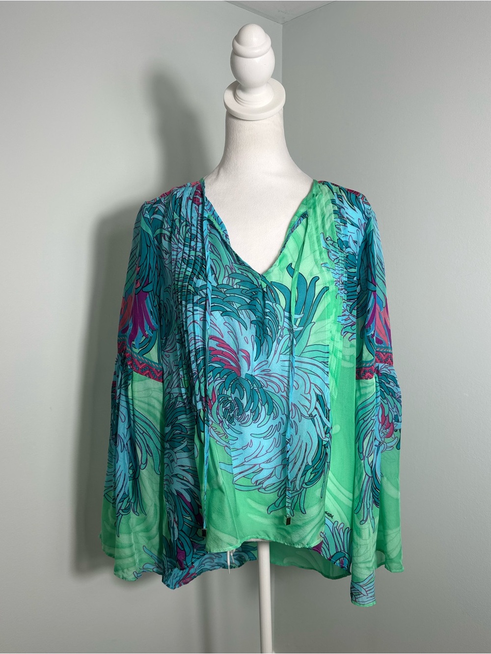 Hale Bob Silk Floral Blouse Cover Up